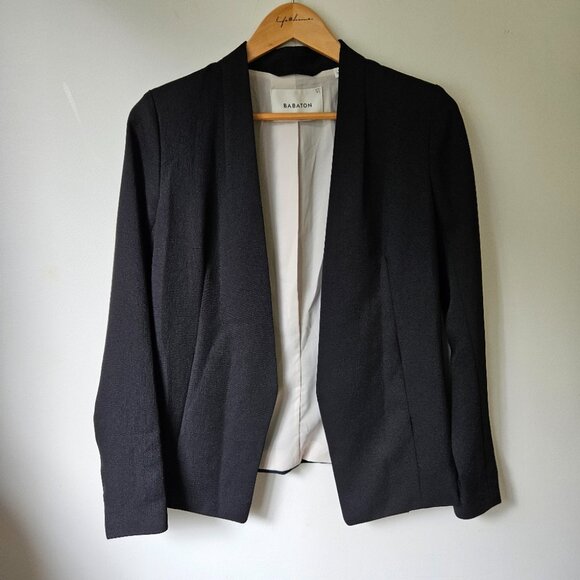 Aritzia Babaton Keith Blazer Sz 6 Open Front Black Corporate Minimalist - Picture 3 of 11